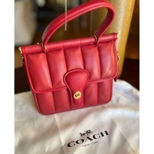 New Coach Leather Rouge Red Willis Top Handle 18 Bag *Price Firm*